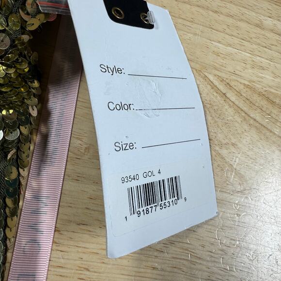 Mac Duggal NWT One Shoulder Bell Sleeve Sequin Gown Gold Size 4 Metallic Slit - Picture 6 of 10